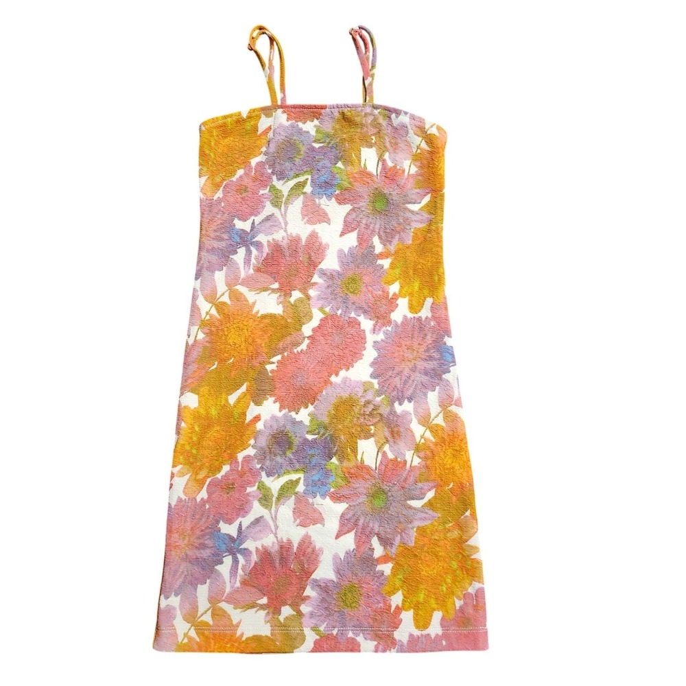 BP Nordstrom Floral Mini Dress XS White Pop Color Popcorn Stretch BP452240MN